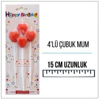 Kalp Model Çubuk Mum Kırmızı