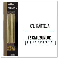 Metalik Gold Uzun Mum 15 cm 6'lı