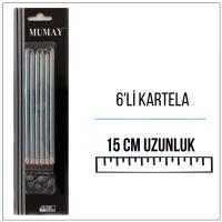 Metalik Gümüş Uzun Mum 15 cm 6'lı