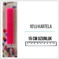 Pastel Pembe Uzun Mum 15 cm 10'lu 