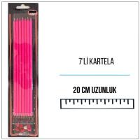Pembe Pastel Uzun Kalem Mum 20 cm 7'li