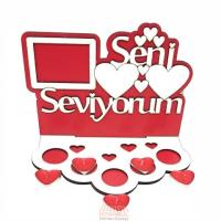 Ahşap Mumlu Seni Seviyorum Süs Seti