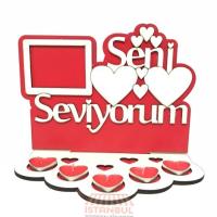Ahşap Mumlu Seni Seviyorum Süs Seti