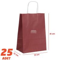 Büküm Saplı Kağıt Çanta Bordo 41 x 31 cm