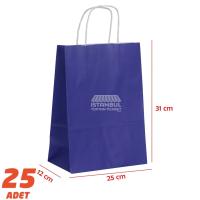 Büküm Saplı Kağıt Çanta Lacivert 31 x 25 cm