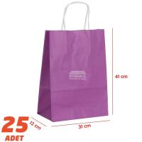 Büküm Saplı Kağıt Çanta Mor 41 x 31 cm
