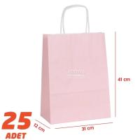 Büküm Saplı Kağıt Çanta Pembe 41 x 31 cm