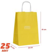 Büküm Saplı Kağıt Çanta Sarı 41 x 31 cm