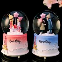 Çiftli Love Story Sulu Kar Küresi 12cm Müzikli