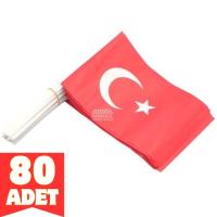 Çubuklu Türk Bayrağı 80 Adet (13*20 cm)
