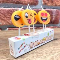 Gülen Yüz Emoji Model Mum Seti