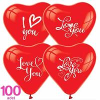 I Love You Baskılı Kalp Balon