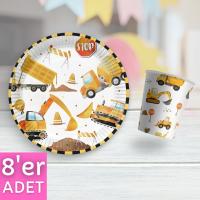 İnşaat Tabak Bardak Seti 8 Adet
