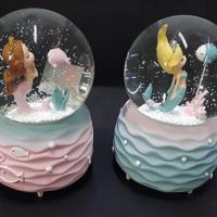 Işıklı Müzikli Deniz Kızı Model Kar Küresi 12 cm