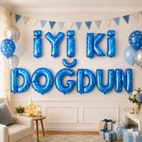İyi Ki Doğdun Folyo Balon Set Mavi Puantiyeli