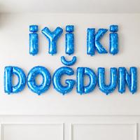 İyi Ki Doğdun Folyo Balon Set Mavi Puantiyeli