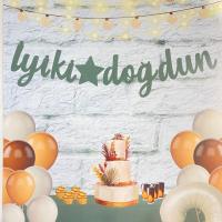 İyi Ki Doğdun Kaligrafi Banner Retro Küf Yeşili