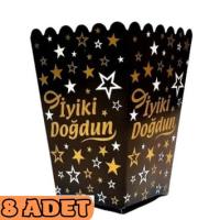 İyi Ki Doğdun Mısır Cips Kutusu Siyah Gold