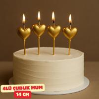 Kalp Model Çubuk Mum Gold