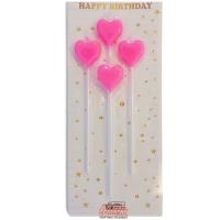 Kalp Model Çubuk Mum Makaron Pembe