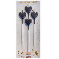 Kalp Model Çubuk Mum Siyah