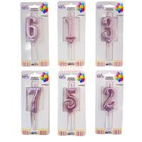Lüks Model Rakam Mum Pembe Renk