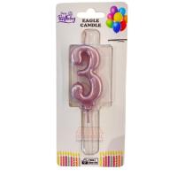 Lüks Model Rakam Mum Pembe Renk