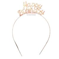 Metal Happy Birthday Taç Rose Gold
