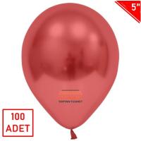 Mini Boy Parlak Krom Balon Kırmızı Renk