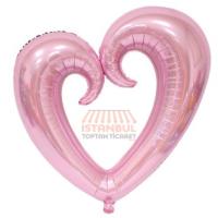 Ortası Boş Kalp Folyo Balon Pembe