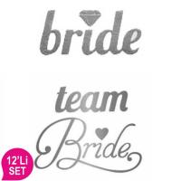 Team Bride Dövme Seti Kalpli Gümüş