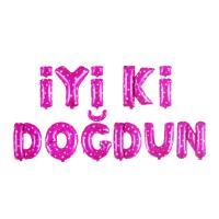 Toptan İyi Ki Doğdun Folyo Balon Set Pembe Puantiyeli