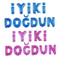 Toptan İyi Ki Doğdun Folyo Balon Set Pembe Puantiyeli