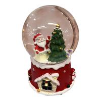 Toptan Noel Baba Çam Ağaçlı Kar Küresi 12 cm Müzikli Işıklı