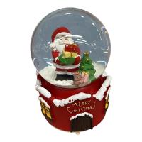 Toptan Noel Baba Hediye Paketli Kar Küresi 12 cm Müzikli Işıklı