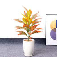 Toptan Yapay Renkli Desenli Yaprak Demeti 80 cm 