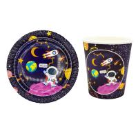 Uzay Temalı Tabak Bardak Seti 8 Li Set