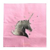 Varak Baskılı Parlak Unicorn Peçete Gümüş