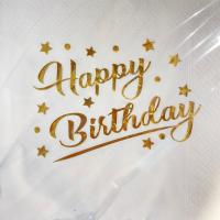 Yaldızlı Varak Baskılı Peçete Happy Birthday Gold