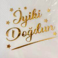 Yaldızlı Varak Baskılı Peçete İyi Ki Doğdun Gold