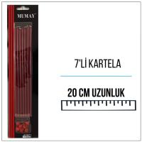 Kırmızı Metalik Uzun Kalem Mum 20 cm 7'li
