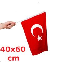 Alpaka Kumaş Sopalı Türk Bayrağı (40x60 cm)