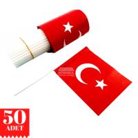 Çubuklu Türk Bayrağı 50 Adet (20x30 cm)