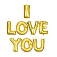 I Love You Folyo Balon Set Gold