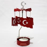 Isı İle Dönen Türk Bayrağı Mumluk Seti