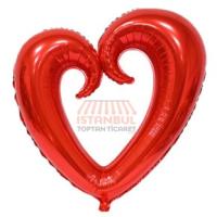 Ortası Boş Kalp Folyo Balon Kırmızı