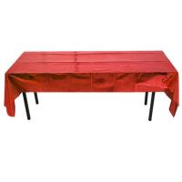 Parlak Metalize Masa Örtüsü Kırmızı