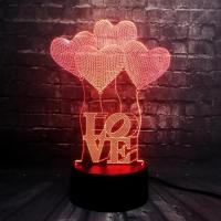 Renk Değiştiren 3D Kalpli  Love Gece Lambası